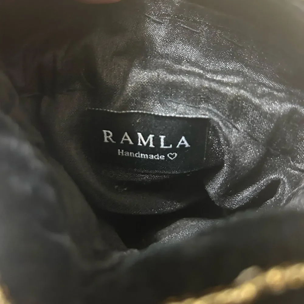 Ramla Embroidered Beaded Velvet Pouch.New Without Tag